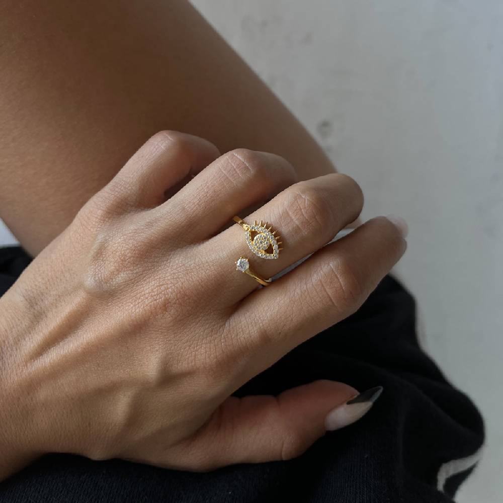 Kardelen Zirconia Eye Ring - 925 SILBER Bis zu 50% Rabatt