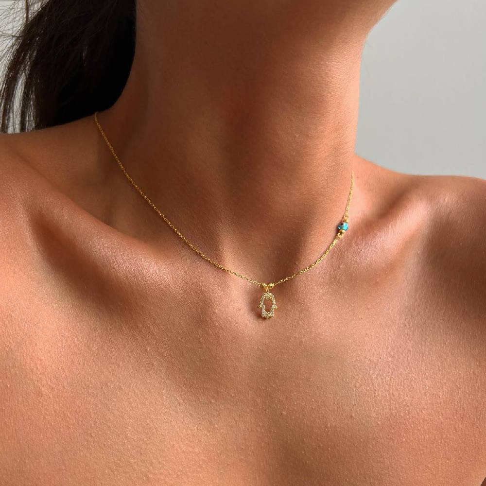 Kardelen FATIMAS HAND ZIRKONIA HALSKETTE MIT NAZAR - 925 SILBER Bis zu 65% Rabatt