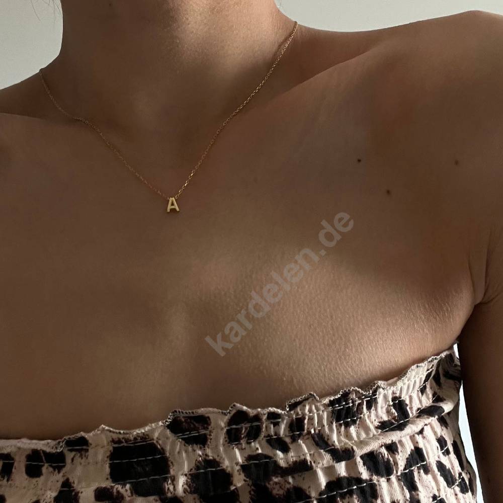 Kardelen 14K GOLD MINIMAL BUCHSTABEN HALSKETTE 50% Rabatt für begrenzte Zeit