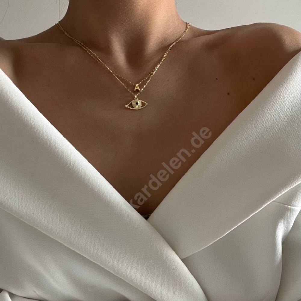 Kardelen 14K GOLD MINIMAL BUCHSTABEN HALSKETTE 50% Rabatt für begrenzte Zeit
