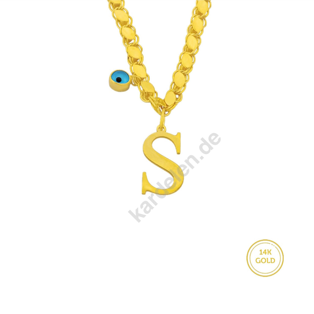 Kardelen 14K GOLD GERSTEN KETTE MIT BUCHSTABE Outlet