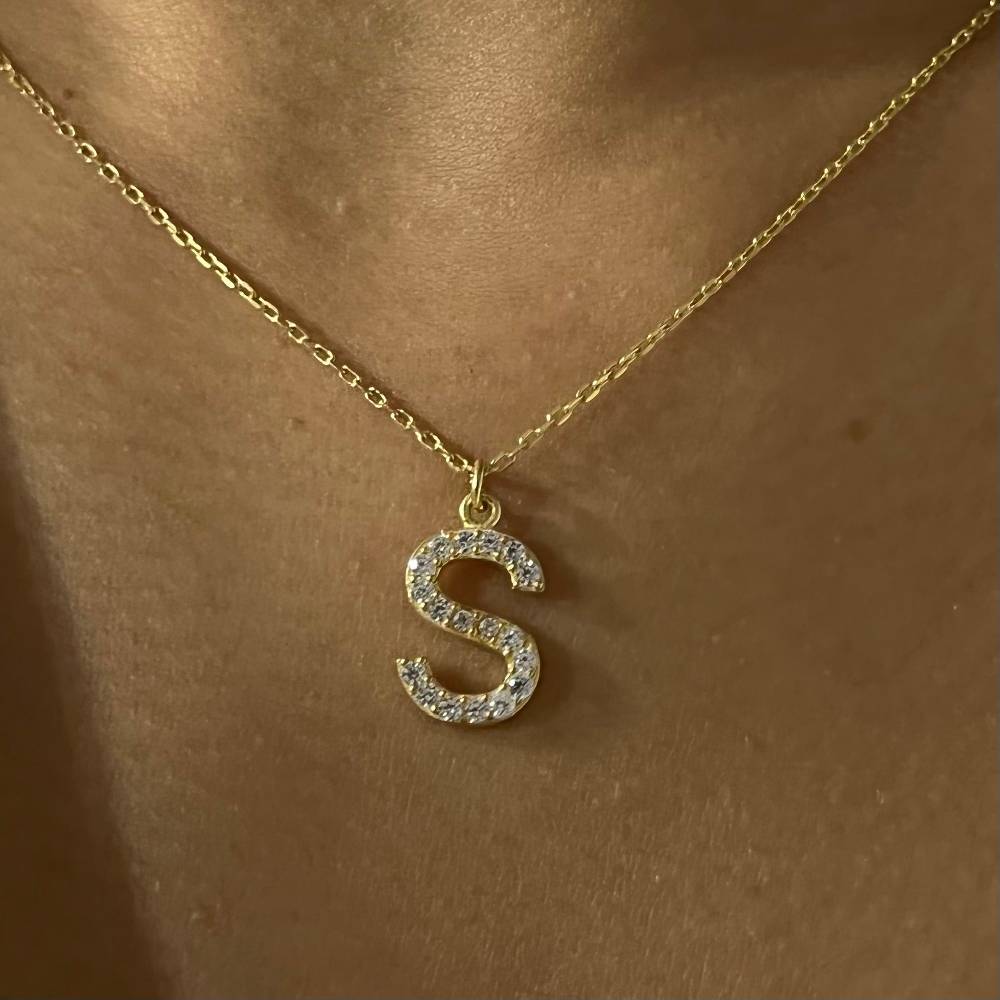 Kardelen Mini One Letter Kette - 925 SILBER Kostenloser Versand