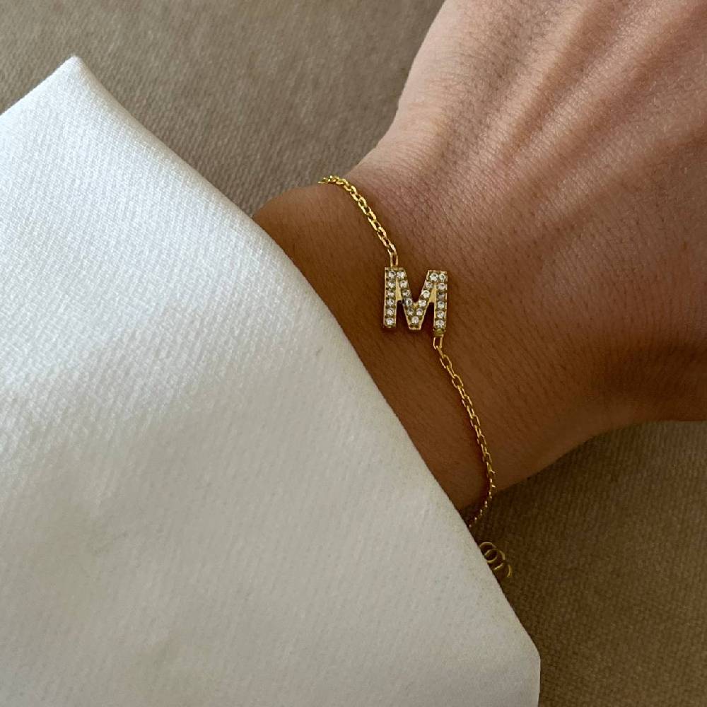 Kardelen Zirkonia Letter Armkette - 925 SILBER Limitierter Zeitrabatt