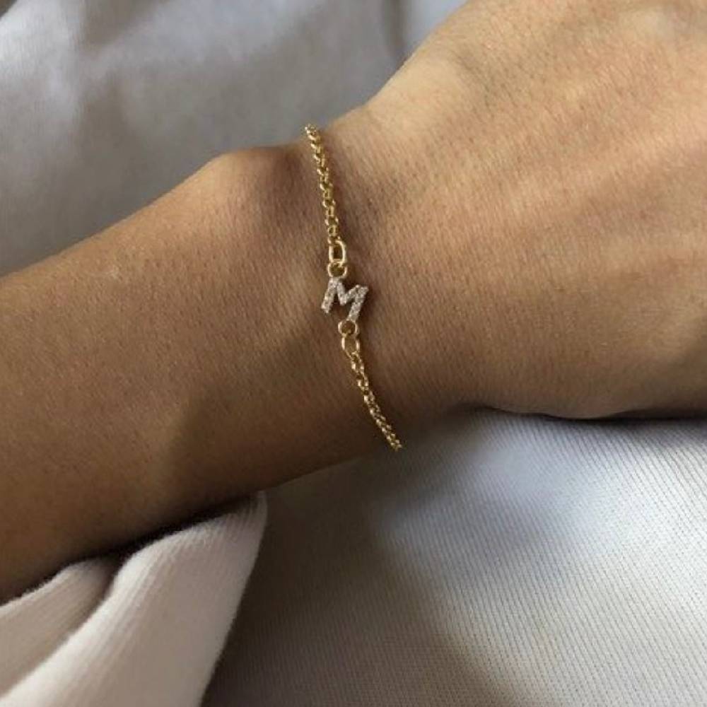 Kardelen Zirkonia Letter Armkette - 925 SILBER Limitierter Zeitrabatt
