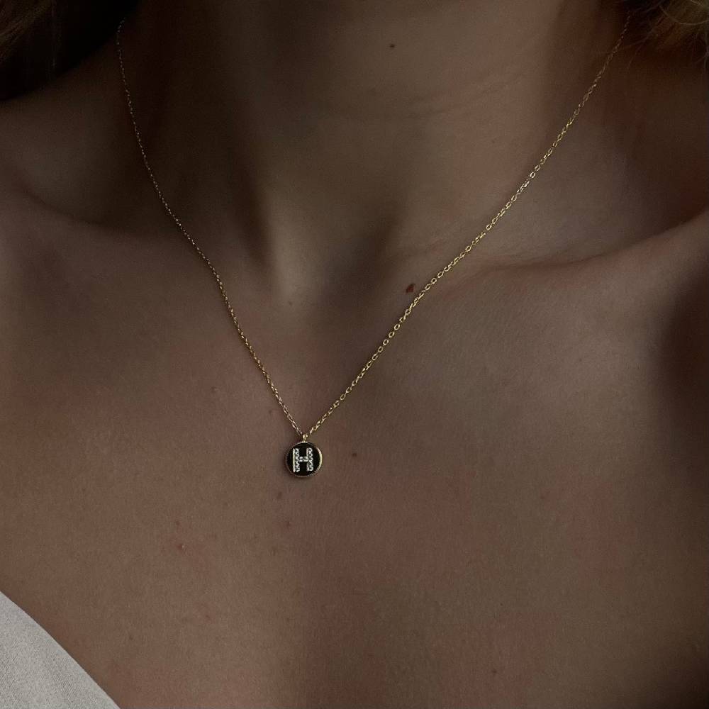 Kardelen Zirkonia Plättchen Buchstaben Halskette - 925 SILBER Fabrik Onlineshop