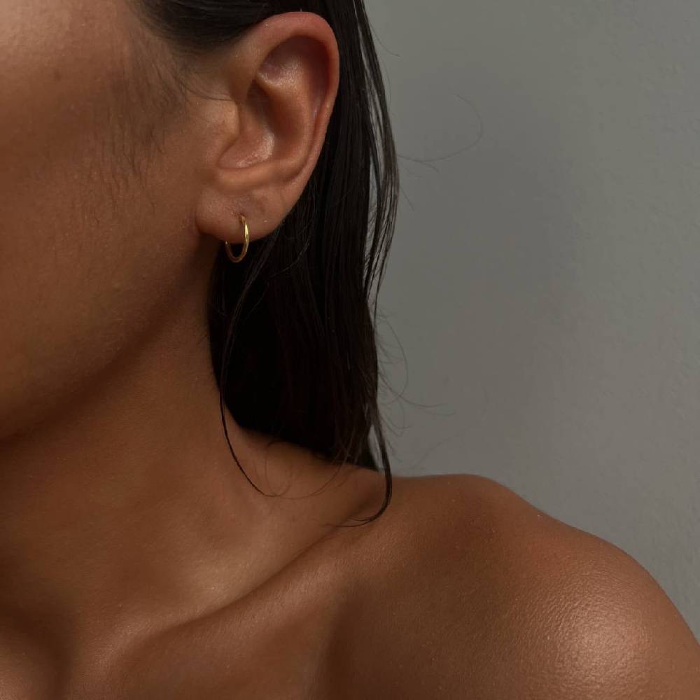 Kardelen 10mm Plain Hoop Earrings Sonderangebot