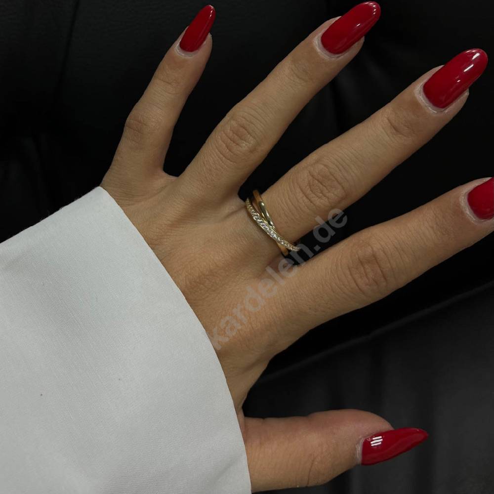 Kardelen 14K Gold Circle Zirkonia Ring Tägliche Deals