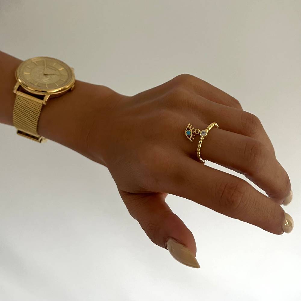 Kardelen Stone Ring mit Auge - 925 SILBER Bis zu 55% Rabatt