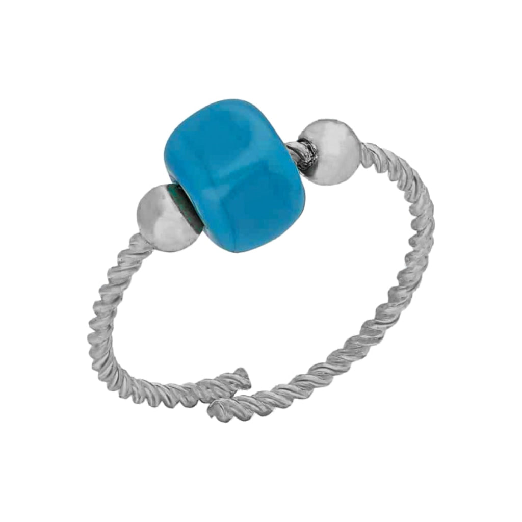Kardelen Spirale Ring mit Blauen Naturstein - 925 SILBER Riesige Rabatte