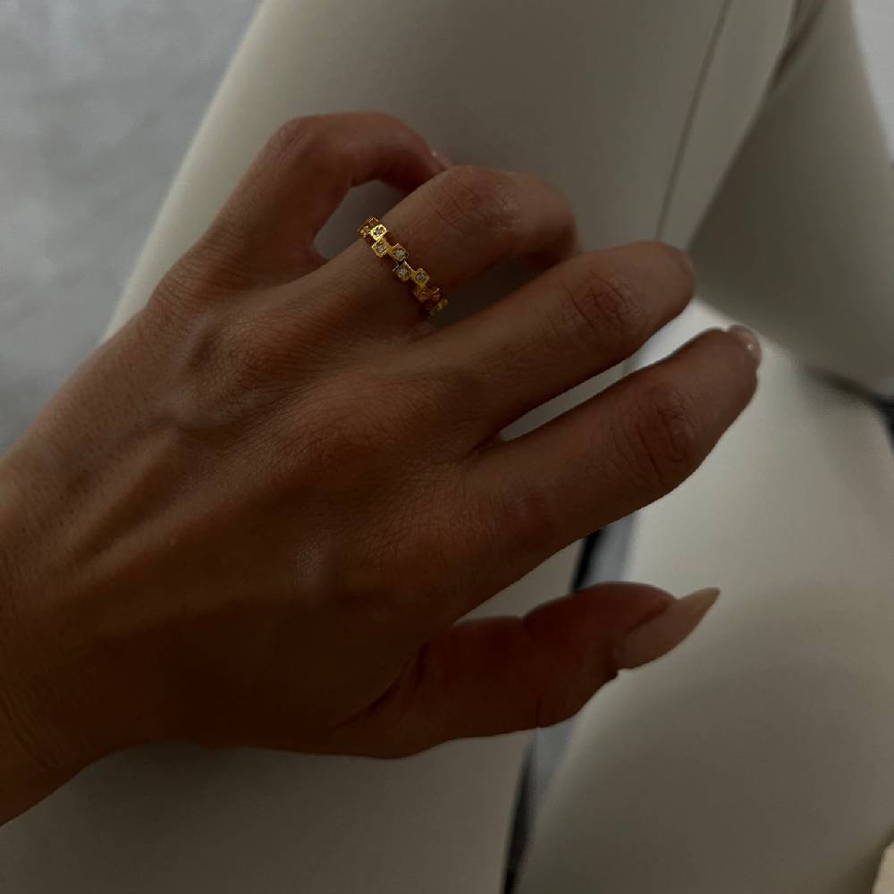 Kardelen Mini Squares Ring - 925 SILBER Im Verkauf