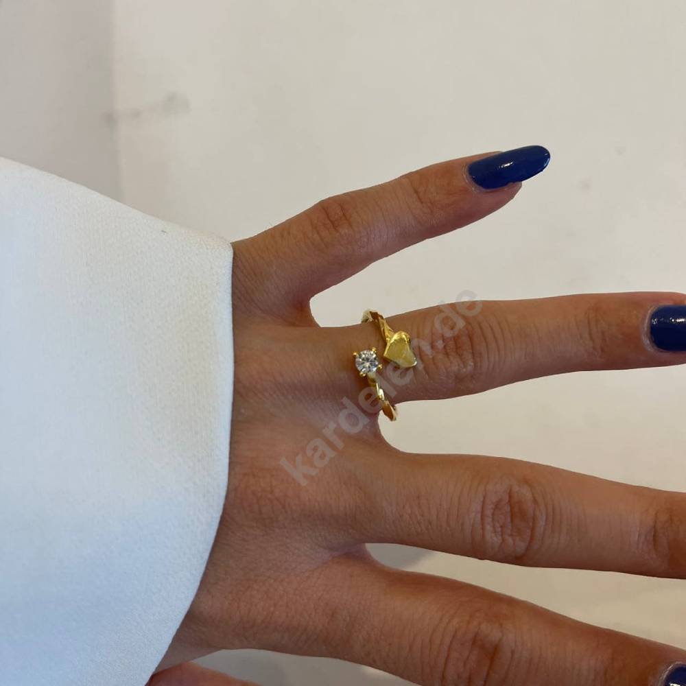 Kardelen Heart Diamond Ring - 925 SILBER Verkauf