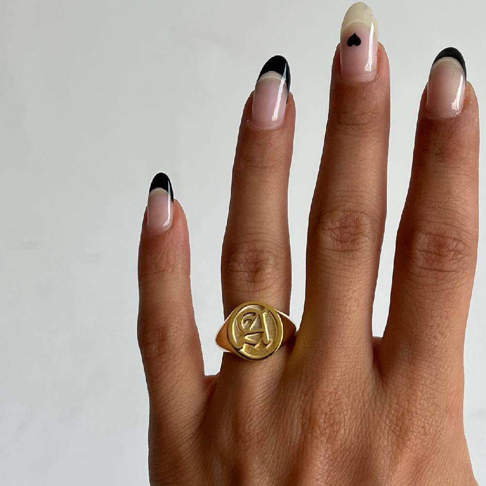 Kardelen Buchstaben Ritter Ring - 925 SILBER Valentinstagsangebot