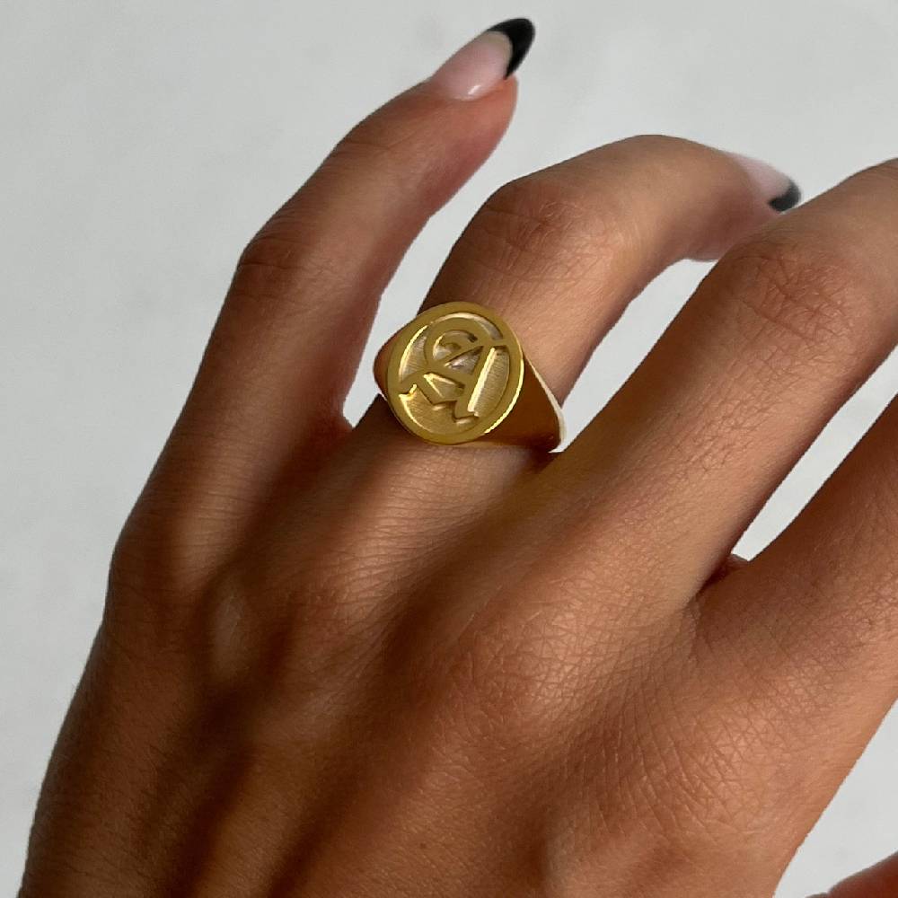 Kardelen Buchstaben Ritter Ring - 925 SILBER Valentinstagsangebot