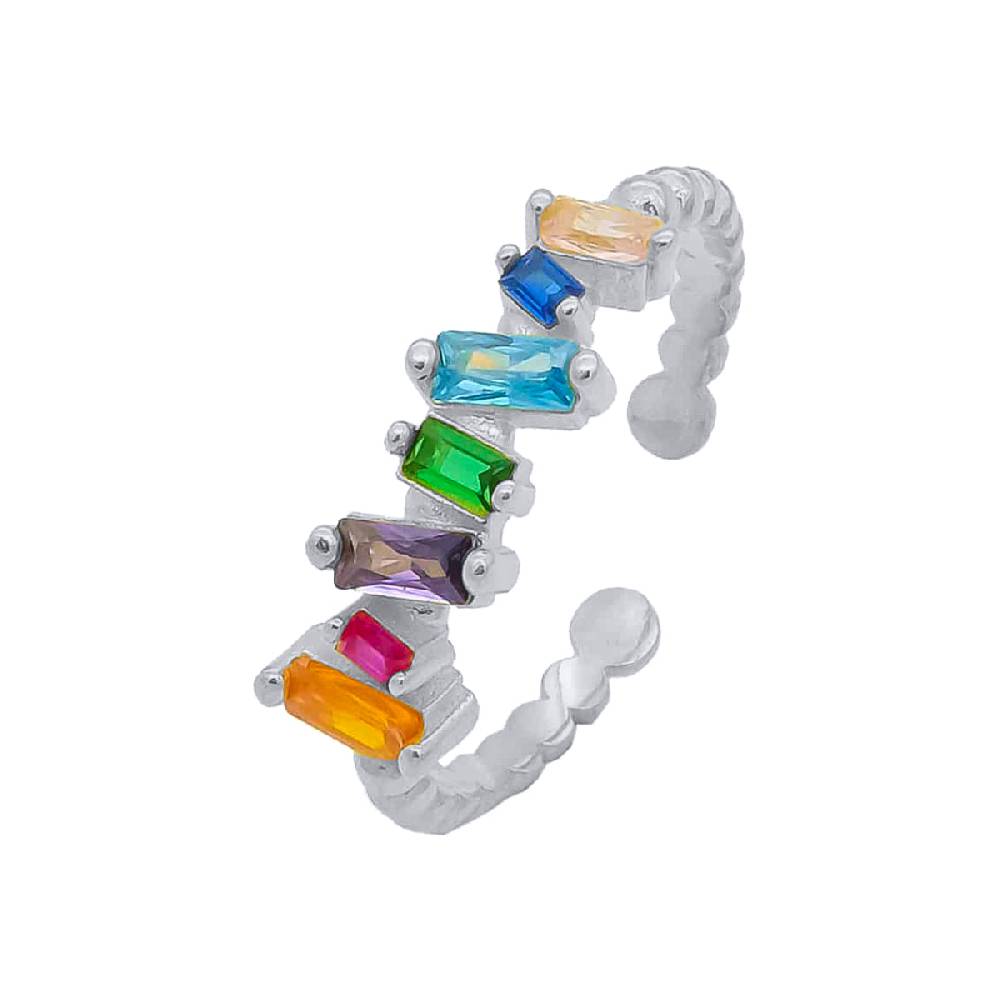 Kardelen Baguette Shift Colorful Ring - 925 SILBER Jubiläumsangebot