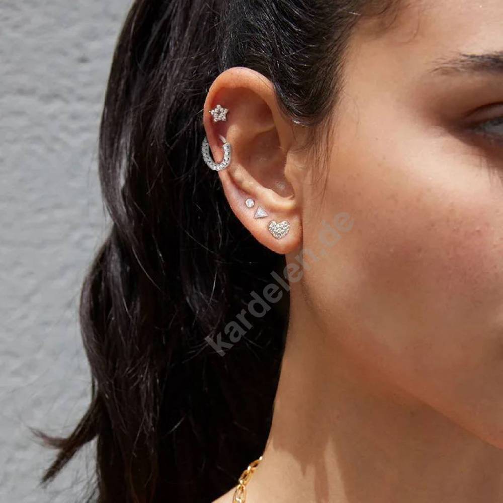 Kardelen VOLLER HERZ ZIRKONIA PIERCING - 925 SILBER Black Friday Preise