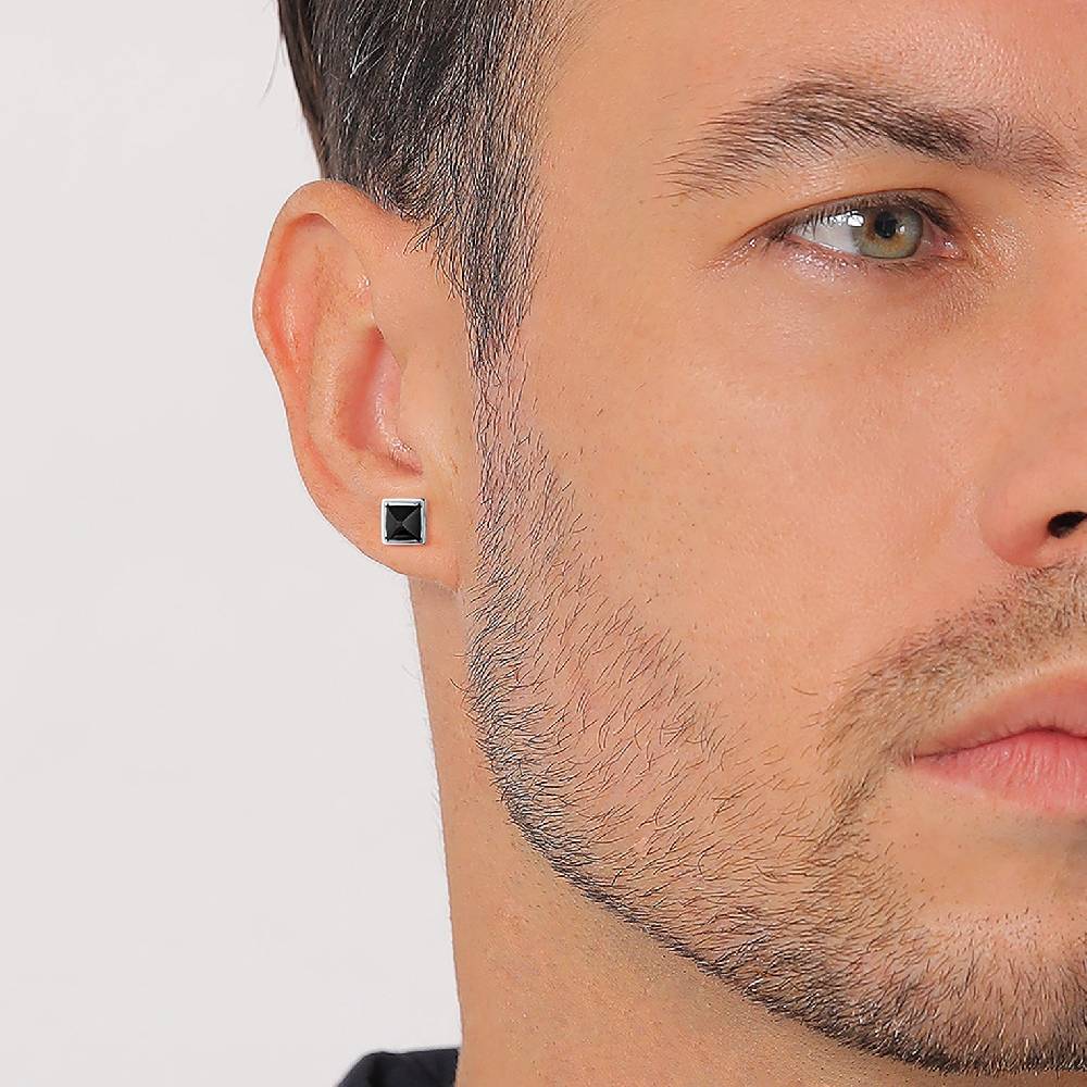 Kuzzoi Ohrstecker Pyramide | Onyx (Schwarz) im Angebot