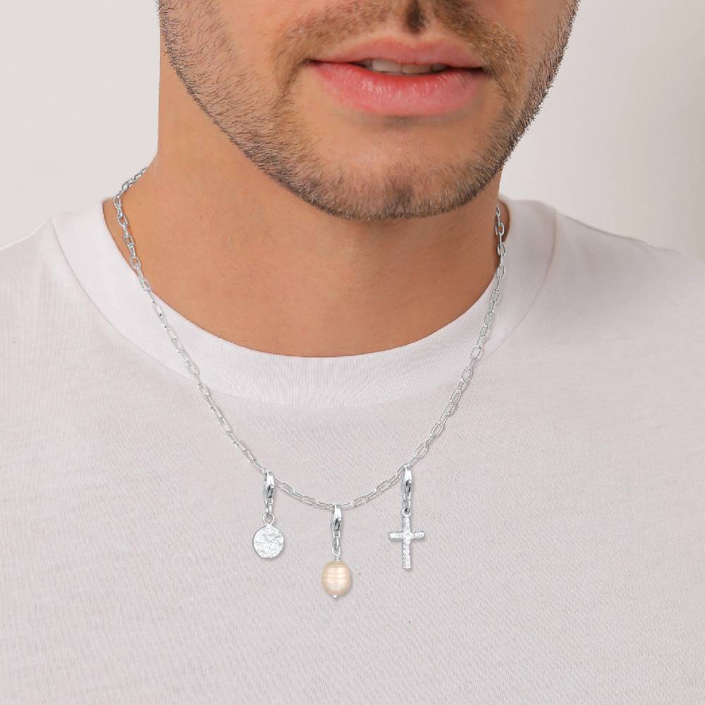 Kuzzoi Charm-Set Kreuz Plättchen Perle | Süßwasserzuchtperle Zeitlich begrenztes Angebot