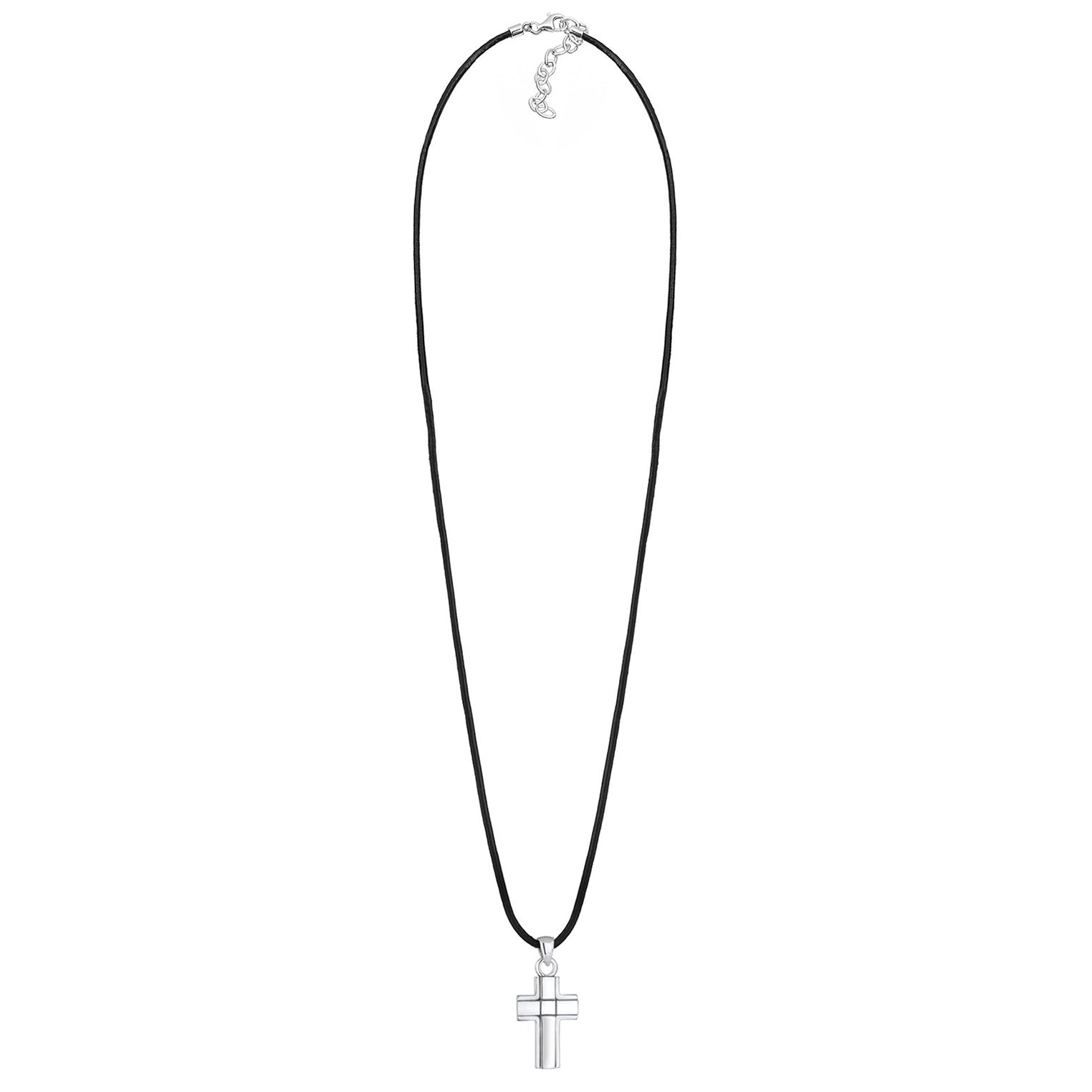 Kuzzoi Glieder-Halskette Kreuz | Leder Blitzangebot