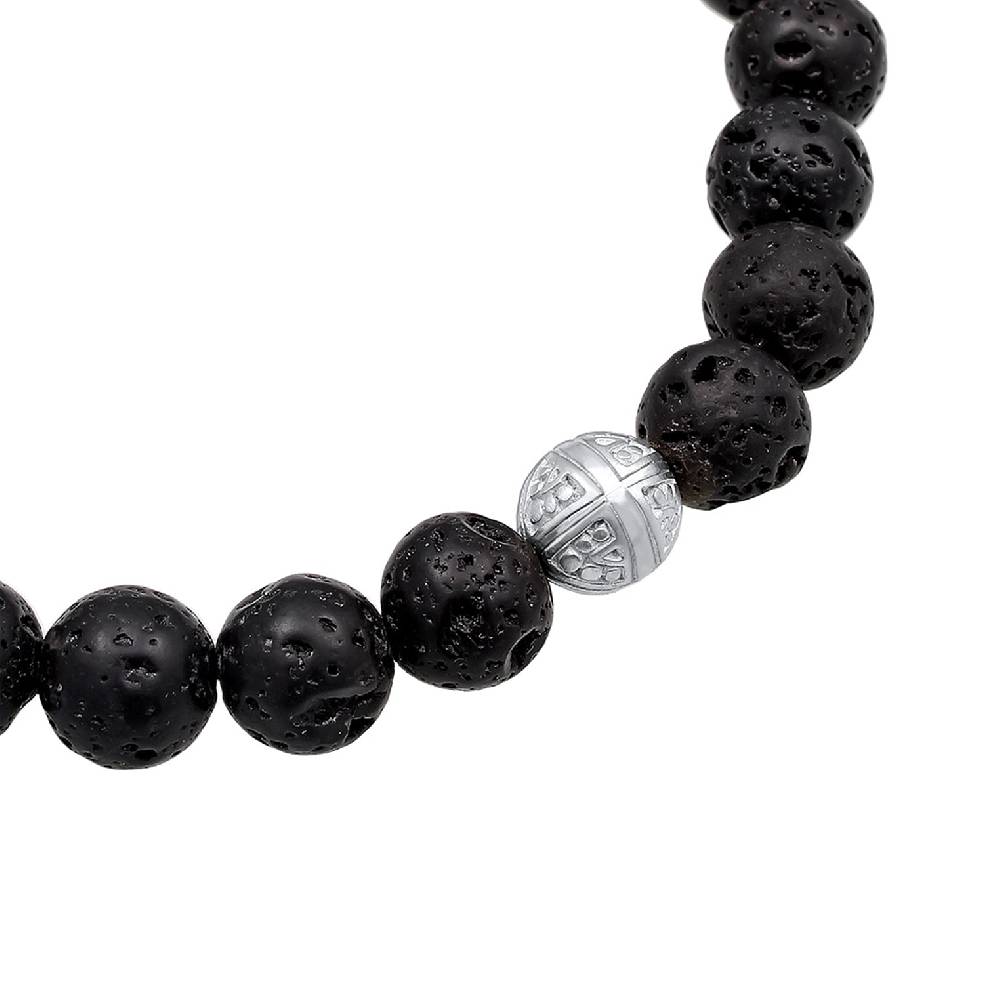 Kuzzoi Armband Kreuz | Lava Steine (Schwarz) Große Rabatte