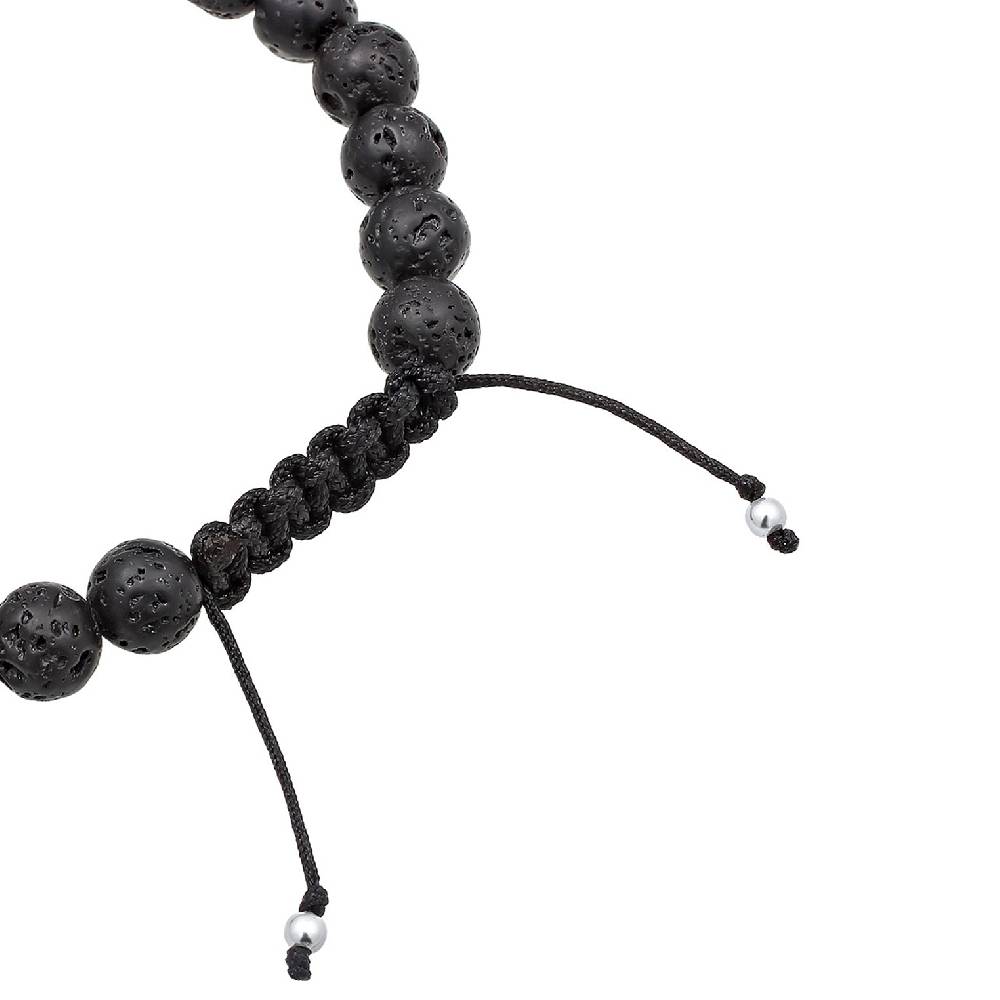 Kuzzoi Armband Kreuz | Lava Steine (Schwarz) Große Rabatte