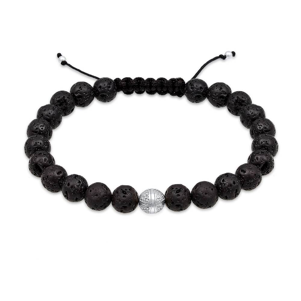 Kuzzoi Armband Kreuz | Lava Steine (Schwarz) Große Rabatte