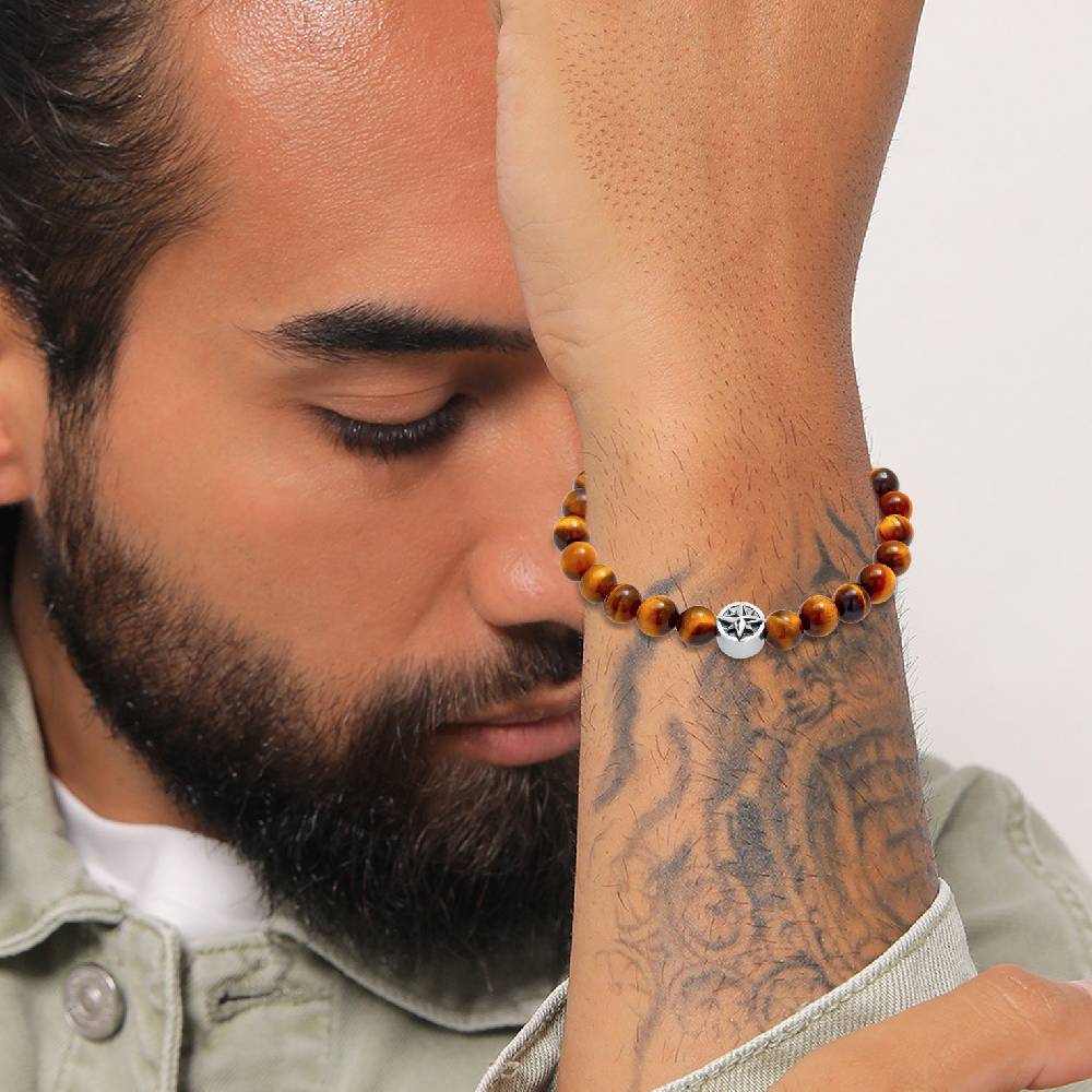 Kuzzoi Armband Kompass | Tigerauge (Braun) Vierteljährliche Förderung