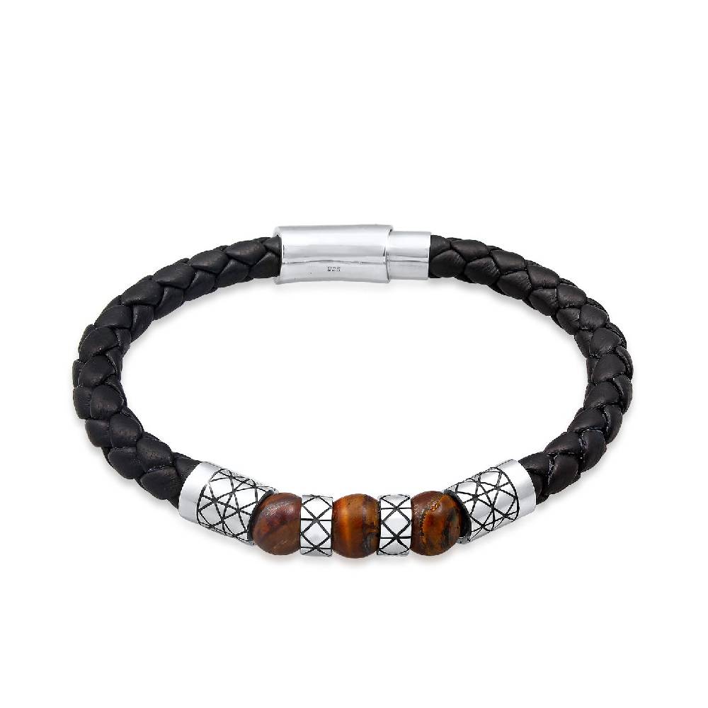 Kuzzoi Armband Kugel | Leder, Tigerauge (Braun) Riesige Rabatte