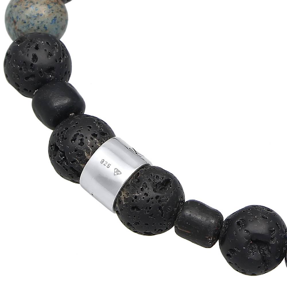 Kuzzoi Armband Kugeln | Lava, Achat (Schwarz, Blau) Kostenloser Versand international