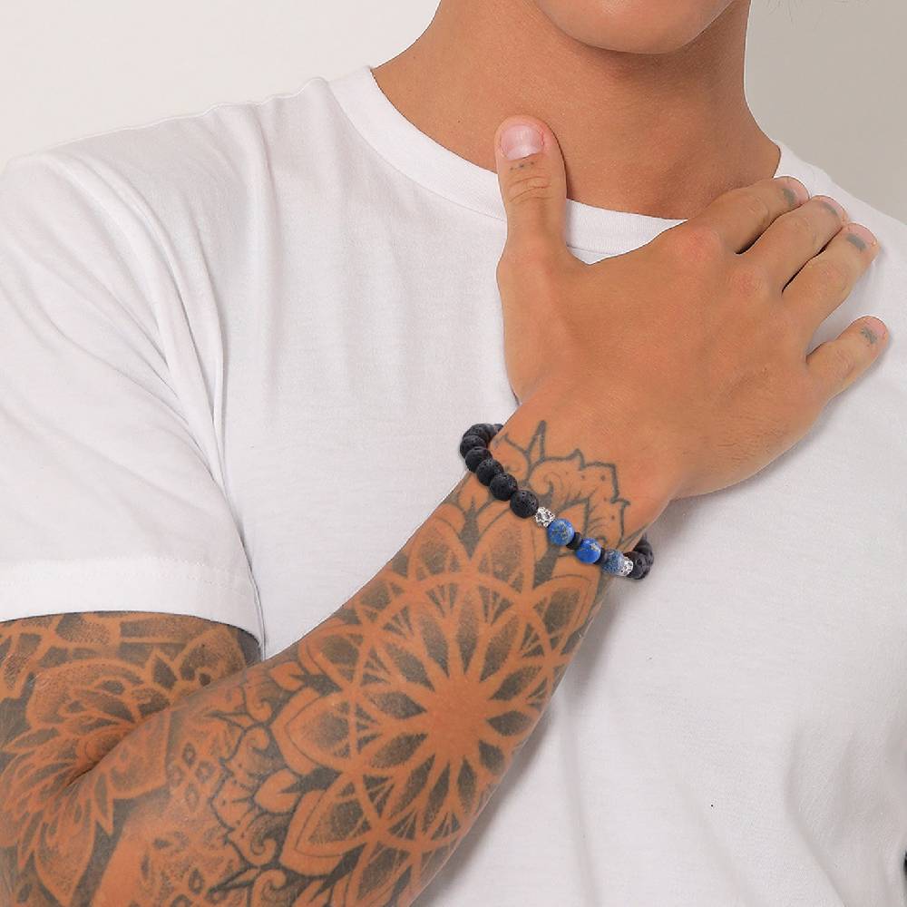 Kuzzoi Armband Kugeln | Lava, Achat (Schwarz, Blau) Kostenloser Versand international