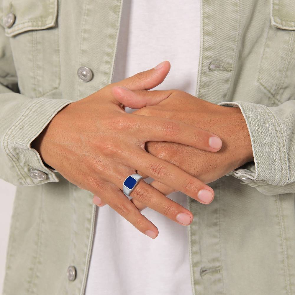 Kuzzoi Siegelring Basic | Emaille (Blau) Letzter Tag
