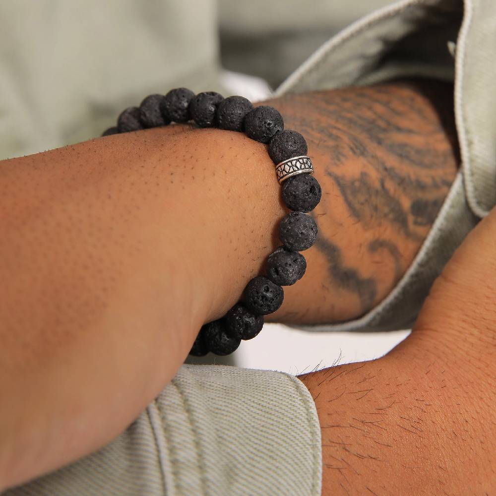 Kuzzoi Armband Vintage | Lava Perlen (Schwarz) Günstig kaufen