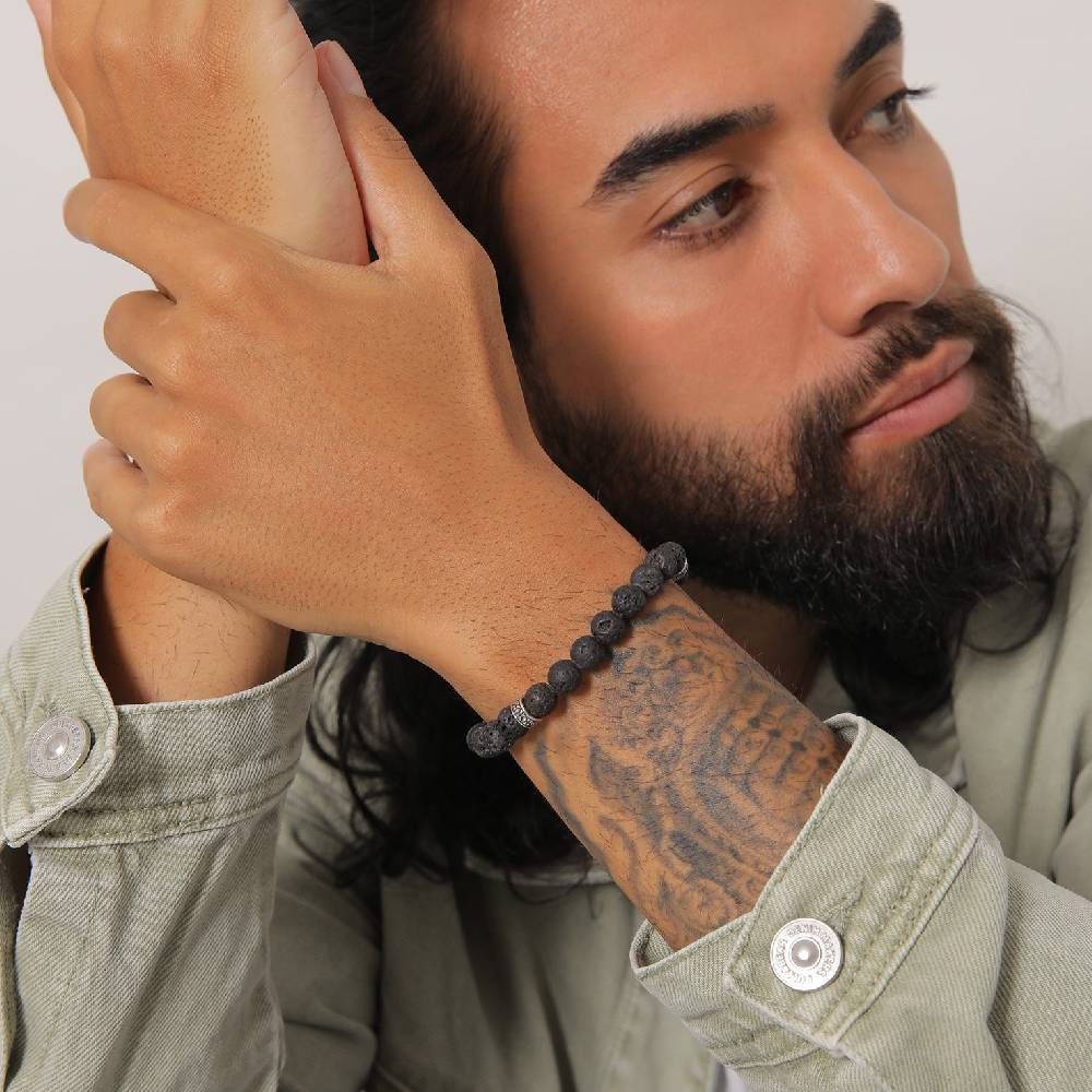 Kuzzoi Armband Vintage | Lava Perlen (Schwarz) Günstig kaufen