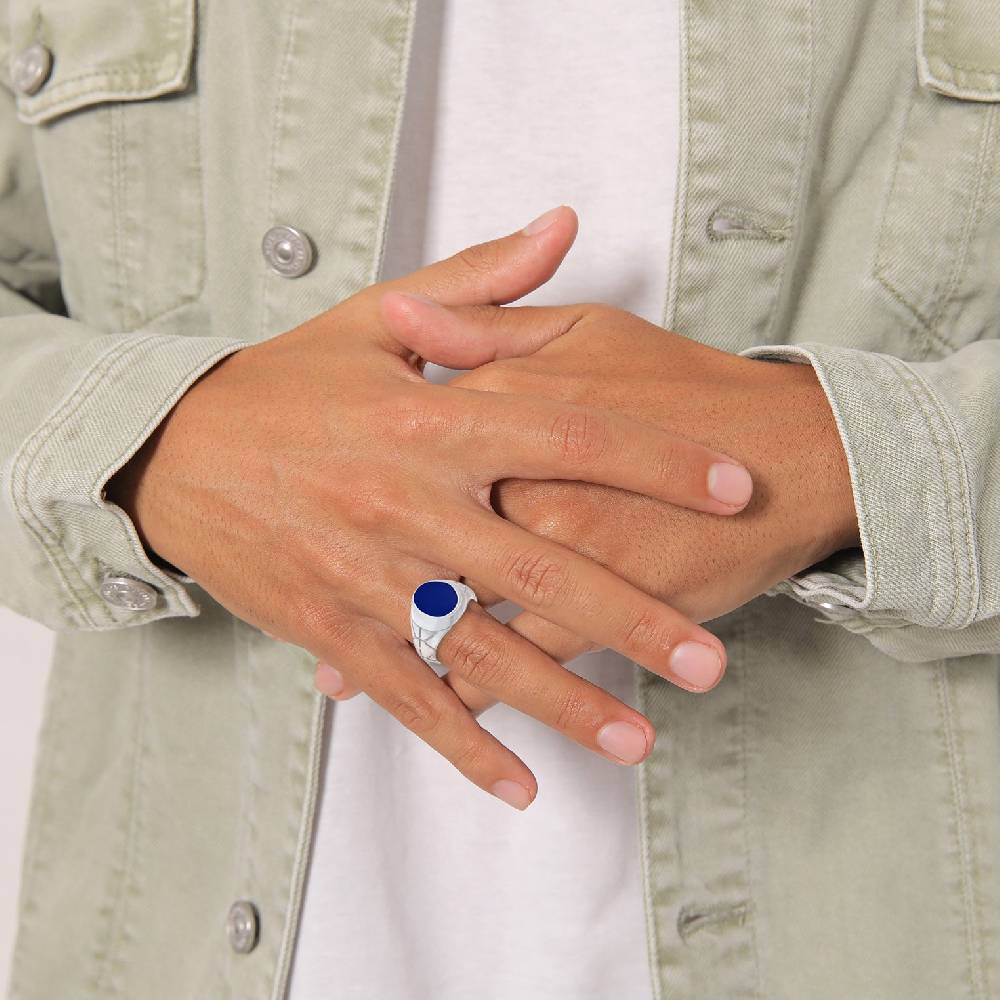 Kuzzoi Siegelring Elegant | Emaille (Blau) 50% Rabatt für begrenzte Zeit