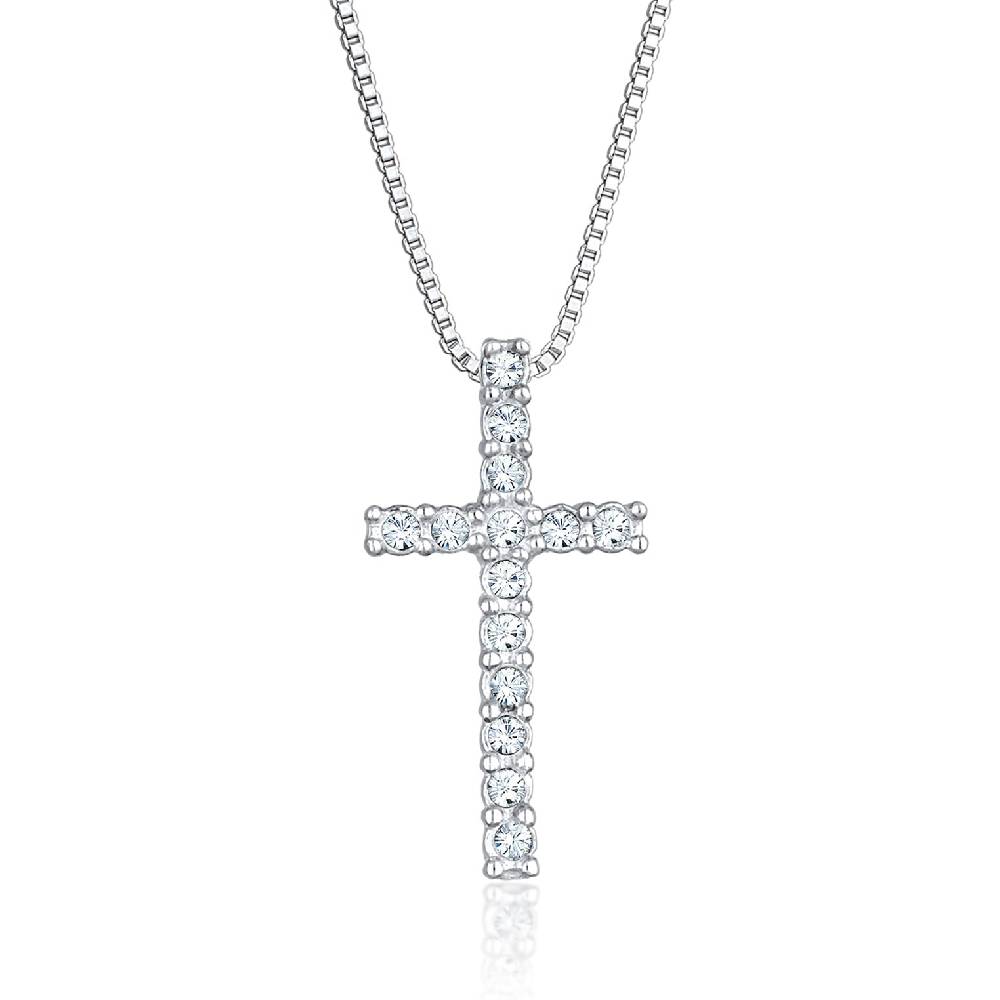 Kuzzoi Halskette Kreuz | Kristalle (Weiß) Weihnachtsangebot
