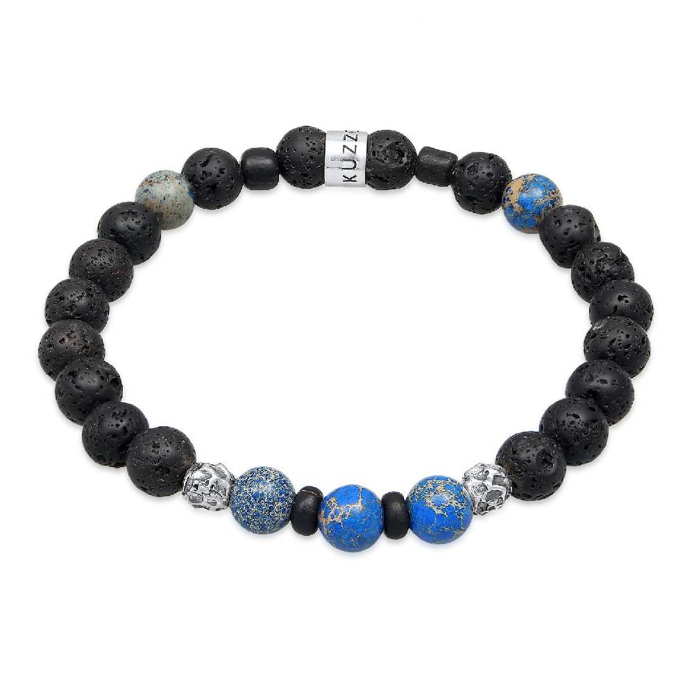 Kuzzoi Armband Kugeln | Lava, Achat (Schwarz, Blau) Riesige Rabatte