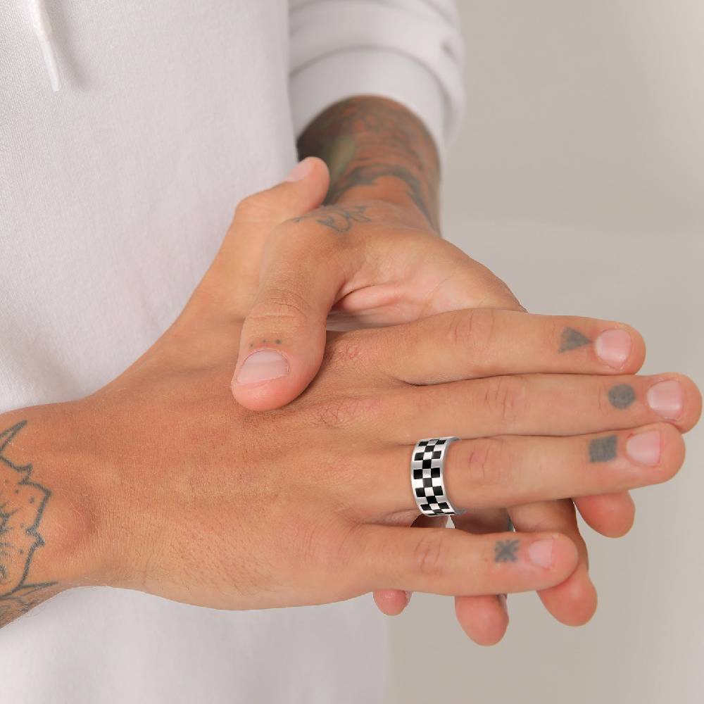 Kuzzoi Bandring Schachbrett | Emaille (Schwarz) Fabrik Onlineshop