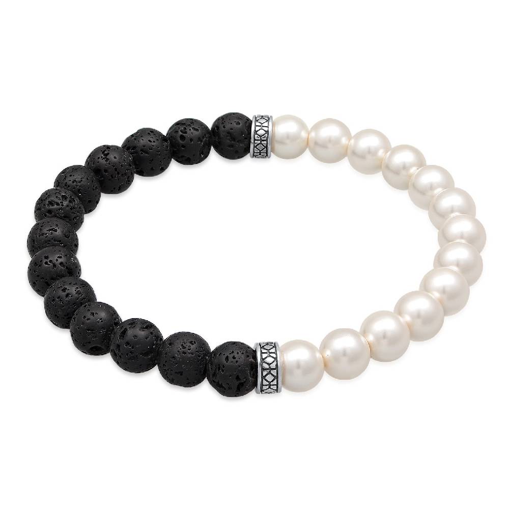 Kuzzoi Armband Schwarz-Weiß | Lava Perlen Cyber Monday