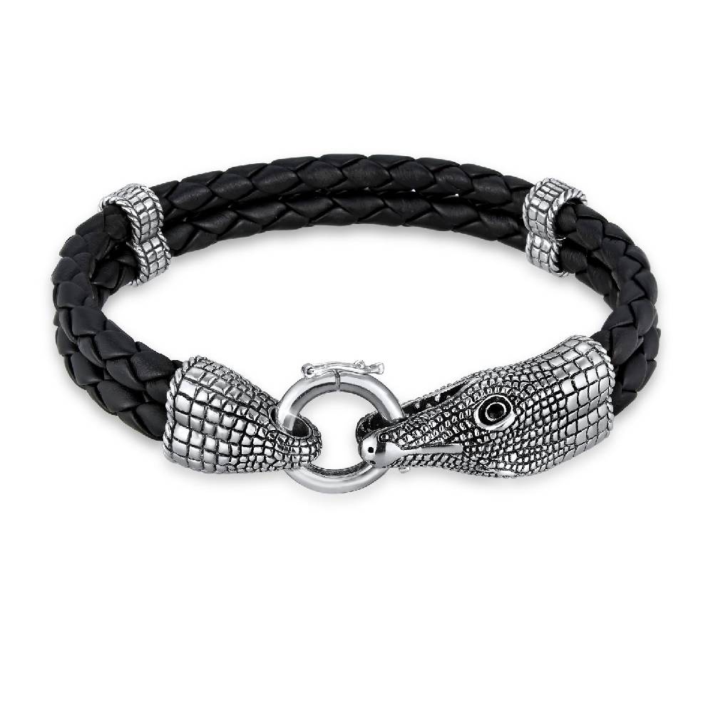 Kuzzoi Armband Krokodil | Leder, Zirkonia (Schwarz) Vatertagsangebot