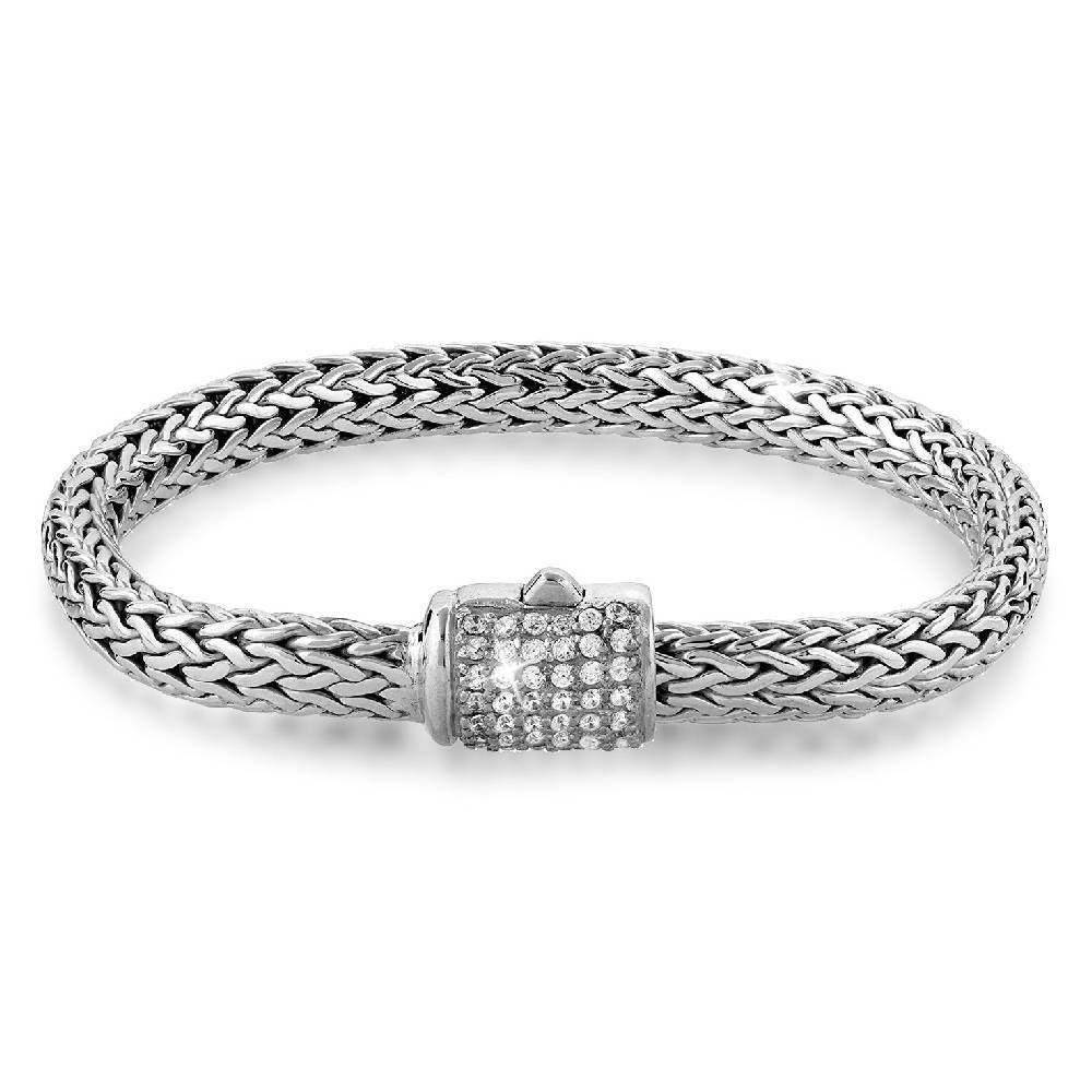 Kuzzoi Panzer-Armband | Zirkonia (Weiß) Lagerräumung