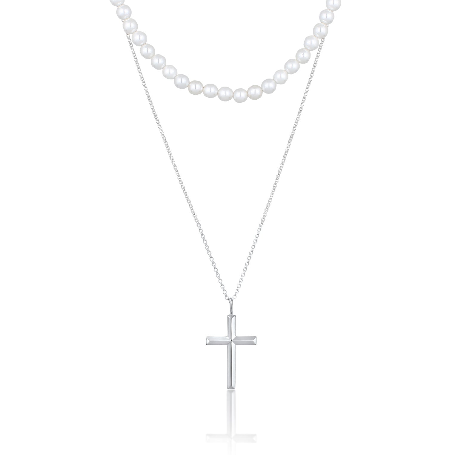 Kuzzoi Halskette Kreuz Anhänger 2er Set | Muschelkernperlen Tiefpreis