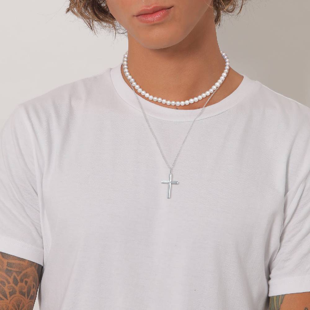 Kuzzoi Halskette Kreuz Anhänger 2er Set | Muschelkernperlen Tiefpreis