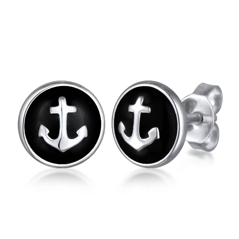 Kuzzoi Ohrstecker Anker | Emaille (Schwarz) Letzte 3 Tage