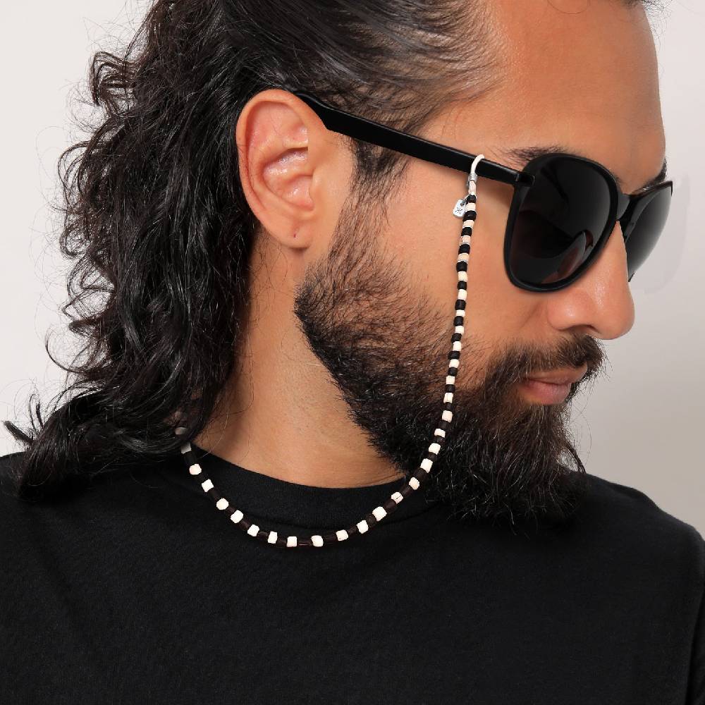 Kuzzoi Brillenkette Beads | Glas Perlen (Schwarz & Weiß) Letzter Tag