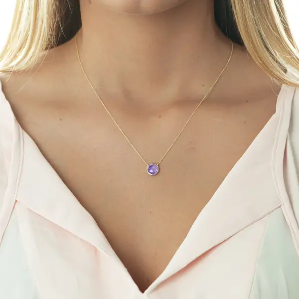﻿Leaf Jewelry Halskette Amethyst, 14 K Gelbgold Kostenlose Rückgabe