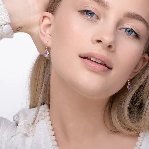 Leaf Jewelry Ohrringe Amethyst, 14 K Gelbgold Neueste Stile