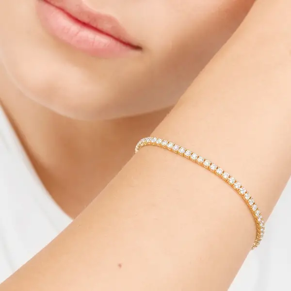 Leaf Jewelry Tennisarmband mit Diamanten, Gelbgold, 3.42ct, 17.0cm Bis zu 60% Rabatt