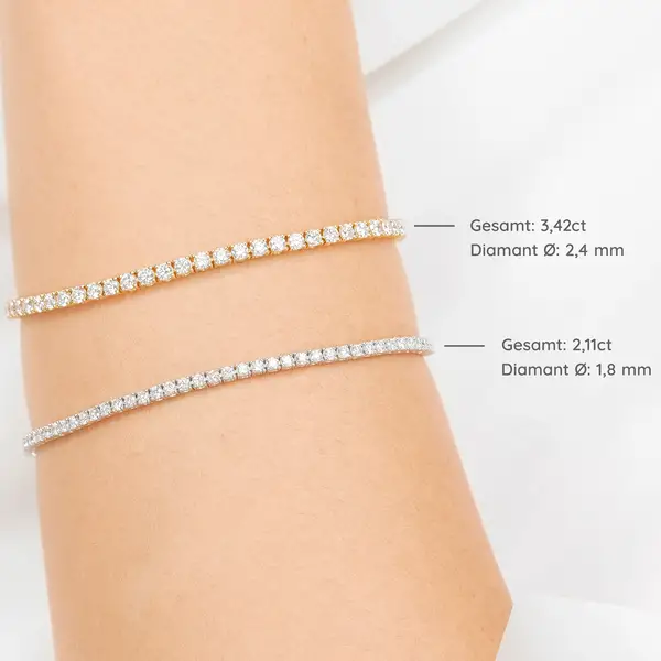 Leaf Jewelry Tennisarmband mit Diamanten, Gelbgold, 3.42ct, 17.0cm Bis zu 60% Rabatt