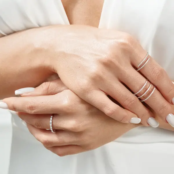 Leaf Jewelry Ring mit Baguette Diamanten, 14K Weißgold Sonderangebot der Fabrik