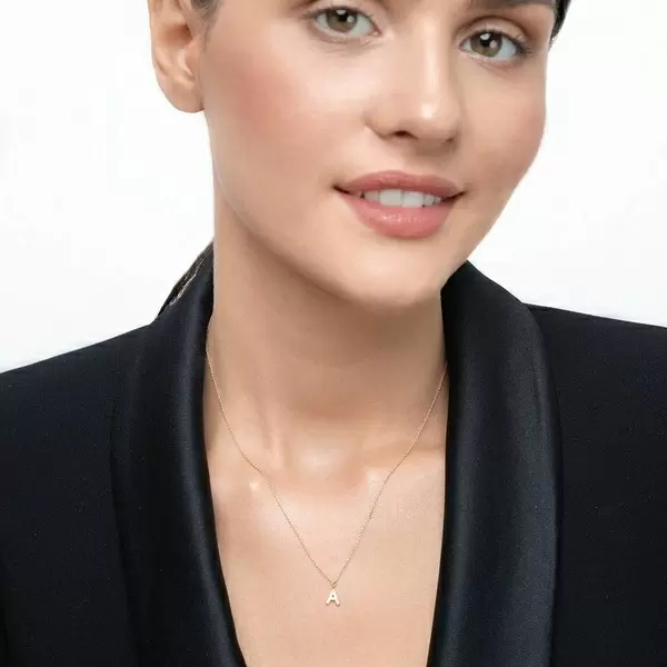 Leaf Jewelry Buchstabenketten, 14 K Gelbgold mit Diamanten Vierteljährliche Förderung