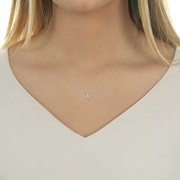 Leaf Jewelry Buchstabenketten, 14 K Weißgold mit Diamanten Bis zu 55% Rabatt